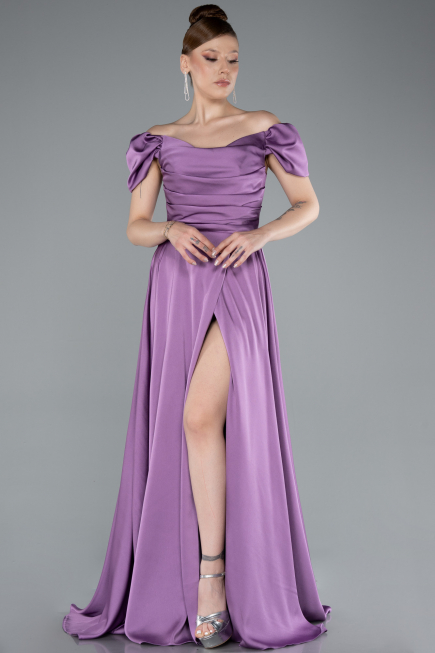 Lila Abschlusskleid Satin Lang ABU4508