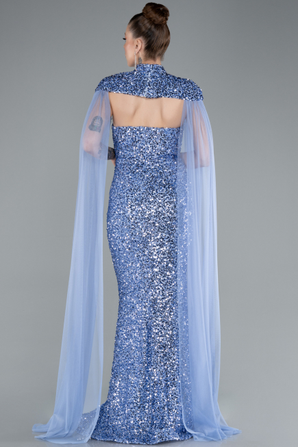 Abendkleid Lang Schuppig Indigo ABU4910