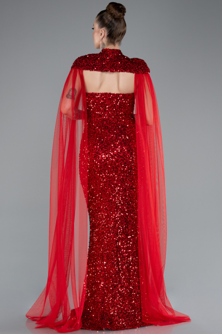 Abendkleid Lang Schuppig Rot ABU4910