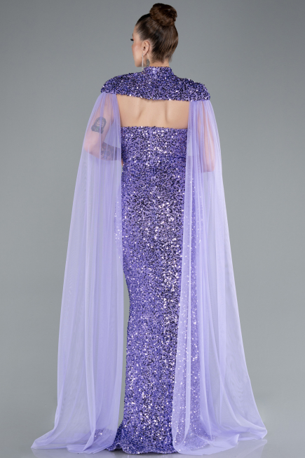 Abendkleid Lang Schuppig Lila ABU4910