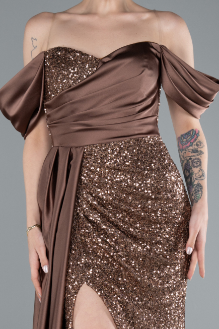 Kupfer Abendkleid Schuppig Lang ABU4085