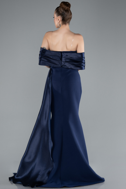 Abendkleid im Meerjungfrau-Stil Lang Marineblau ABU4920