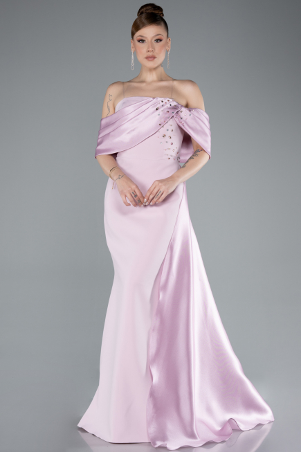 Abendkleid im Meerjungfrau-Stil Lang Puder ABU4920
