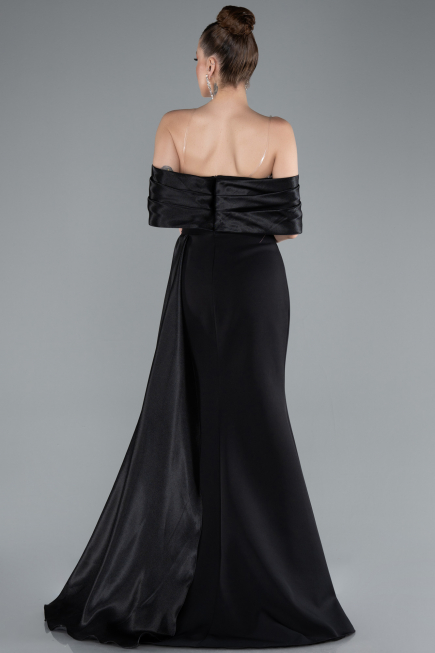 Abendkleid im Meerjungfrau-Stil Lang Schwarz ABU4920