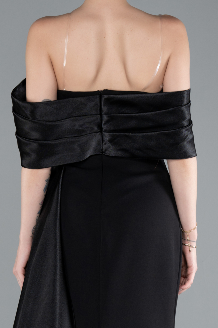 Abendkleid im Meerjungfrau-Stil Lang Schwarz ABU4920