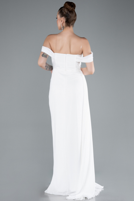 Abendkleid Lang Chiffon Weiß ABU4925