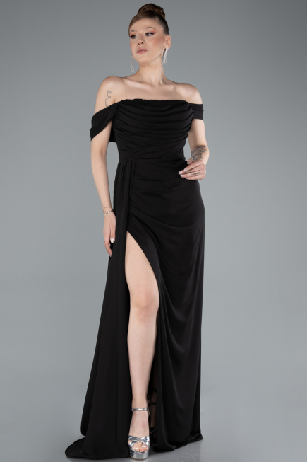 Abendkleid Lang Chiffon Schwarz ABU4925