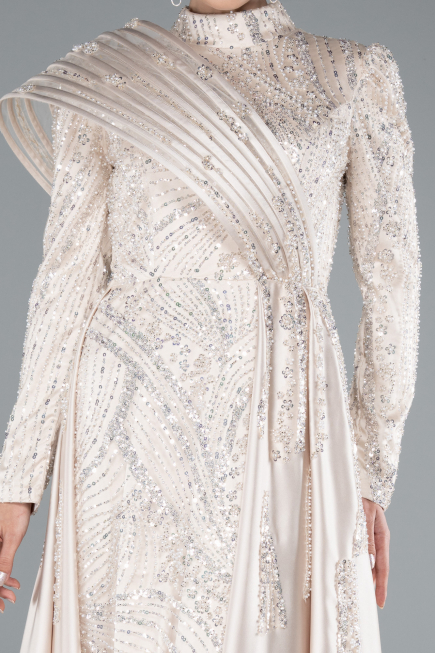 Hijab-Abendkleid Lang Beige ABU4932