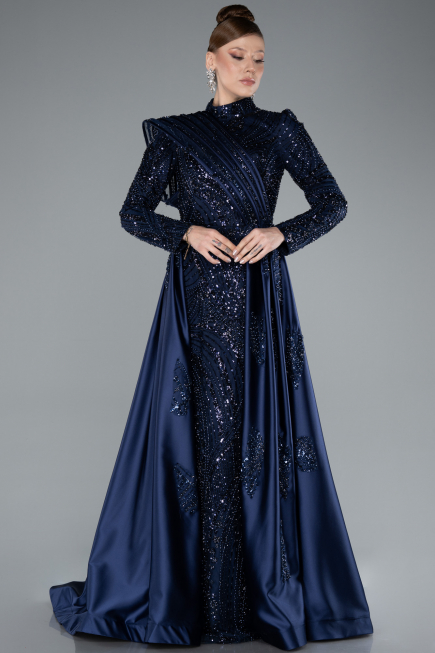 Hijab-Abendkleid Lang Marineblau ABU4932