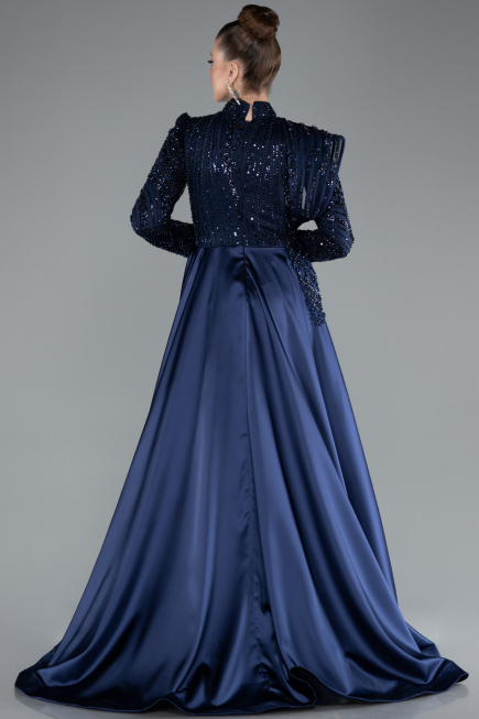 Hijab-Abendkleid Lang Marineblau ABU4932