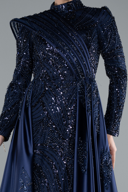 Hijab-Abendkleid Lang Marineblau ABU4932