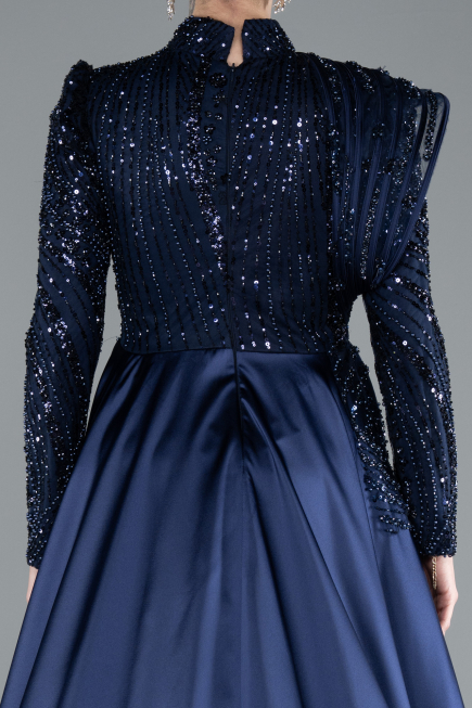 Hijab-Abendkleid Lang Marineblau ABU4932