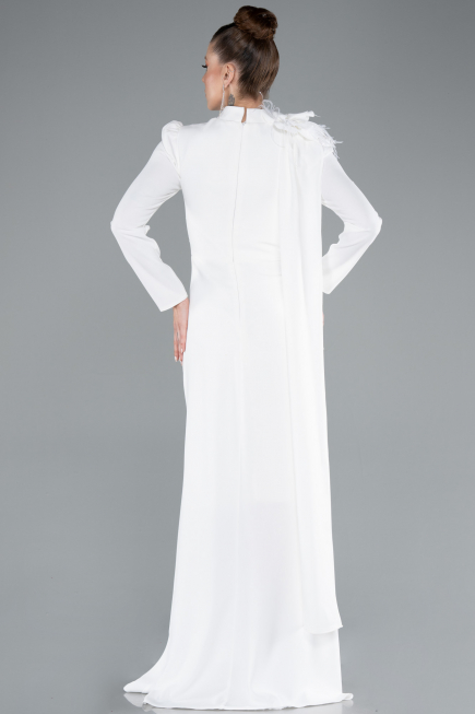 Hijab-Abendkleid Lang Weiß ABU4934