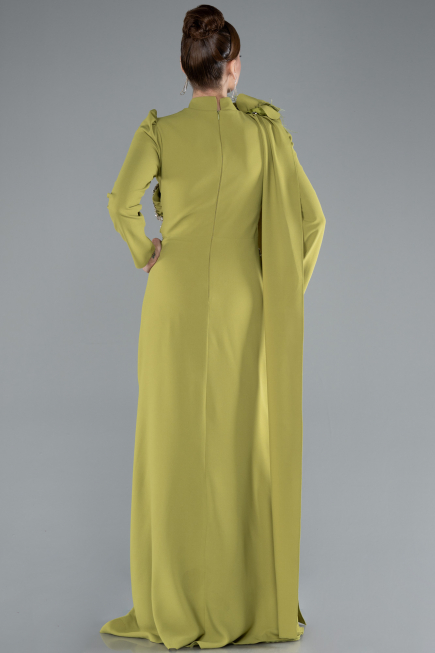 Hijab-Abendkleid Lang Pistaziengrün ABU4934