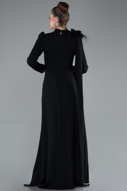 Hijab-Abendkleid Lang Schwarz ABU4934