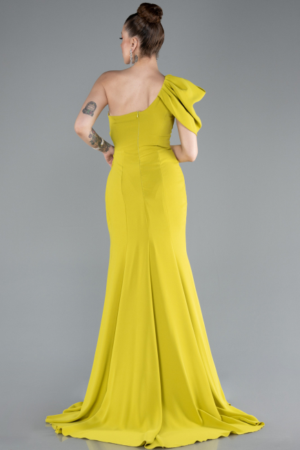 Pistaziengrün Abendkleid İm Meerjungfrau-Stil Chiffon Lang ABU4091