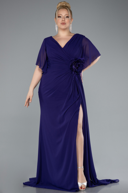 Abendgarderobe in Großen Größen Lang Chiffon Violette ABU4911