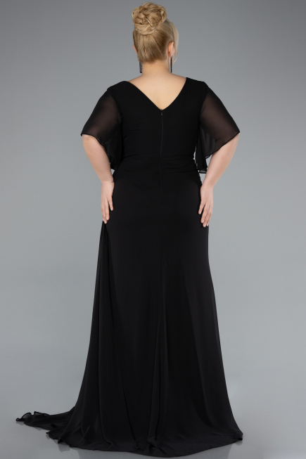 Abendgarderobe in Großen Größen Lang Chiffon Schwarz ABU4911