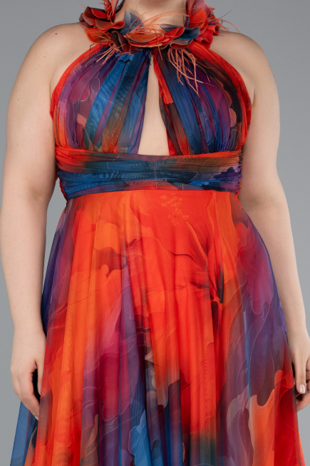 Abendkleid in Übergröße Lang Orange ABU4902