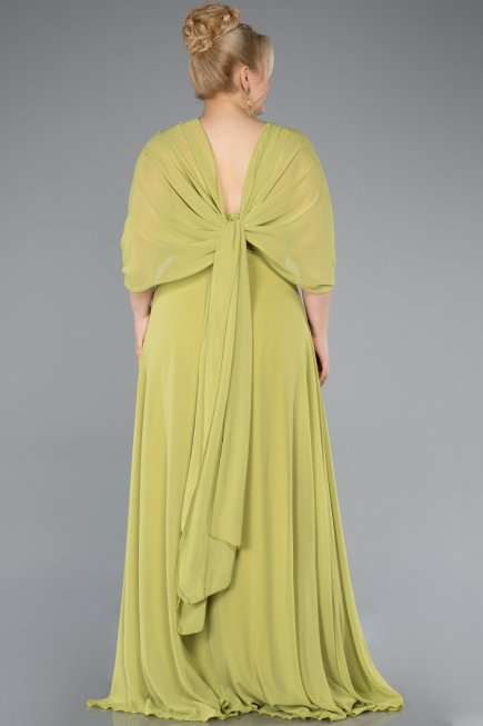 Kleider in Großen Größen Lang Chiffon Pistaziengrün ABU4951