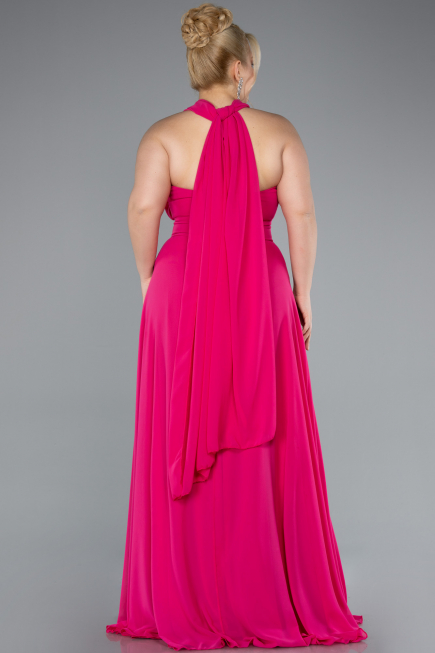 Kleider in Großen Größen Lang Chiffon Fuchsie ABU4951