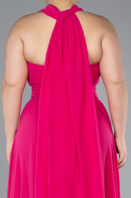 Kleider in Großen Größen Lang Chiffon Fuchsie ABU4951