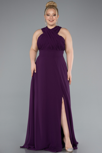 Kleider in Großen Größen Lang Chiffon Violette ABU4951