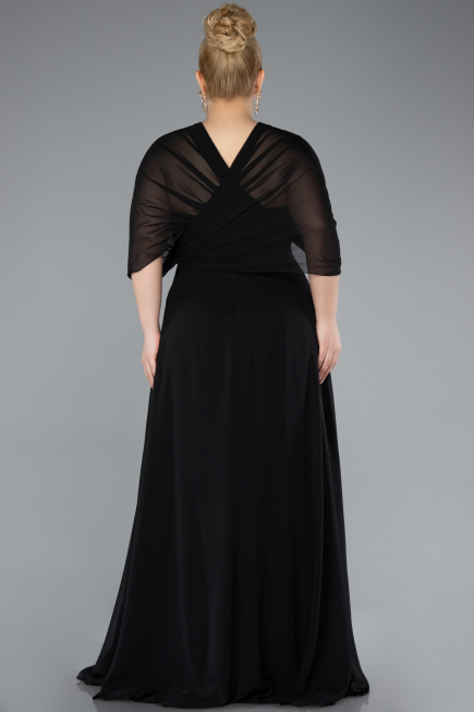 Kleider in Großen Größen Lang Chiffon Schwarz ABU4951