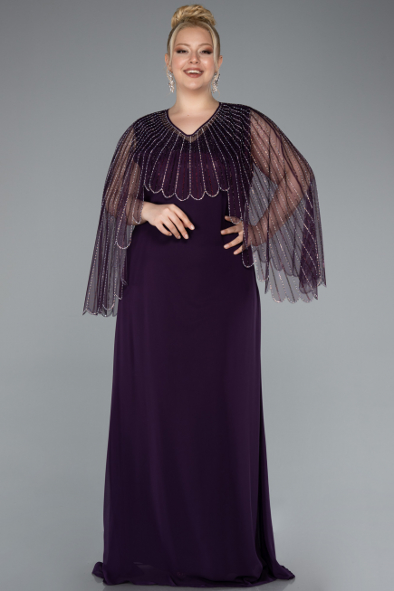 Violett dunkel Abendkleid İn Übergröße Chiffon Lang ABU4632