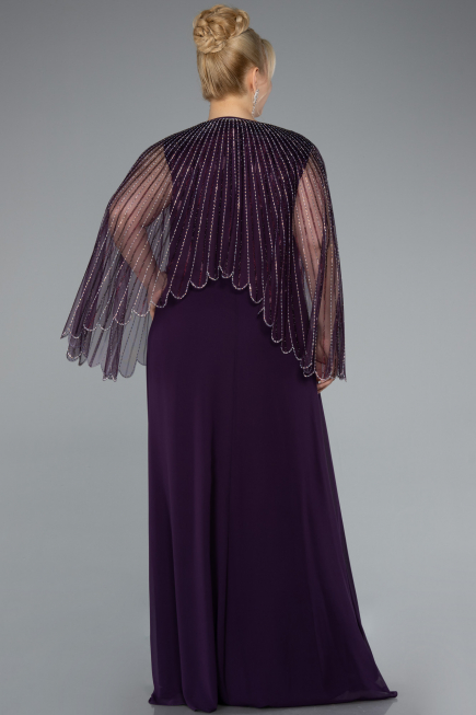 Violett dunkel Abendkleid İn Übergröße Chiffon Lang ABU4632