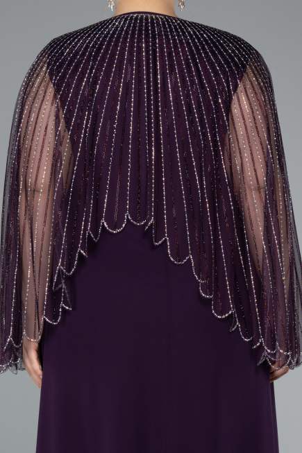 Violett dunkel Abendkleid İn Übergröße Chiffon Lang ABU4632