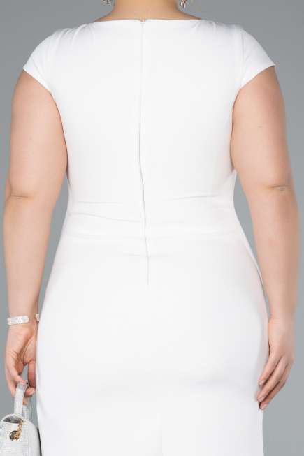 Partykleid in Übergröße Midi Weiß ABK2340
