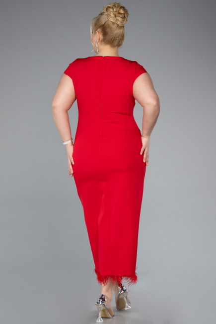 Partykleid in Übergröße Midi Rot ABK2340