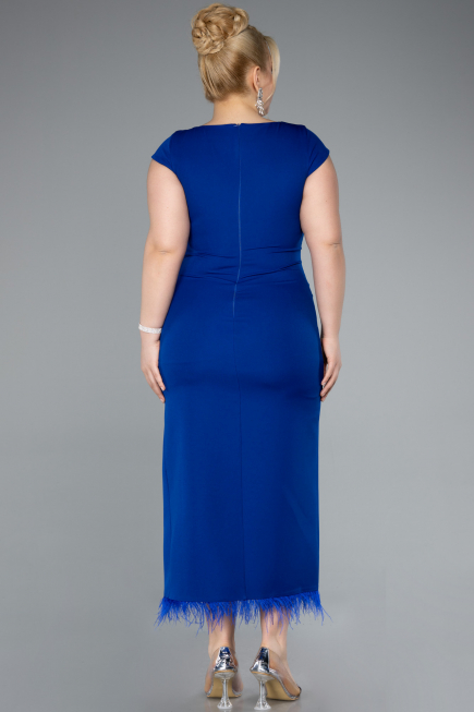 Partykleid in Übergröße Midi Sächsischblau ABK2340