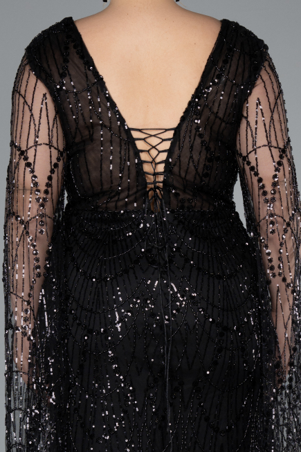 Abendkleid in Übergröße Lang Schwarz ABU4945