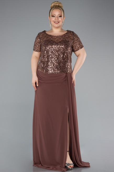 Kupfer Abendkleid İn Übergröße Chiffon Lang ABU4806