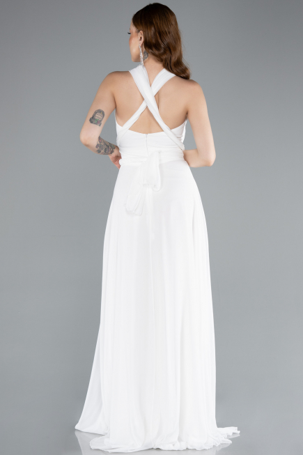 Abschlusskleid Lang Chiffon Weiß ABU4965