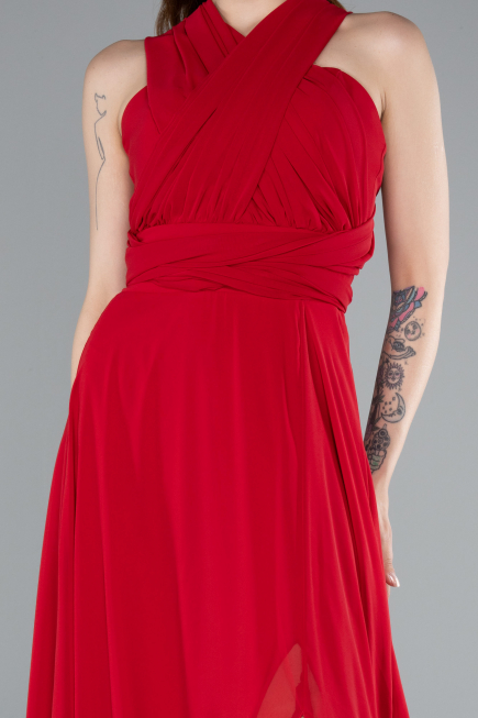 Abschlusskleid Lang Chiffon Rot ABU4965