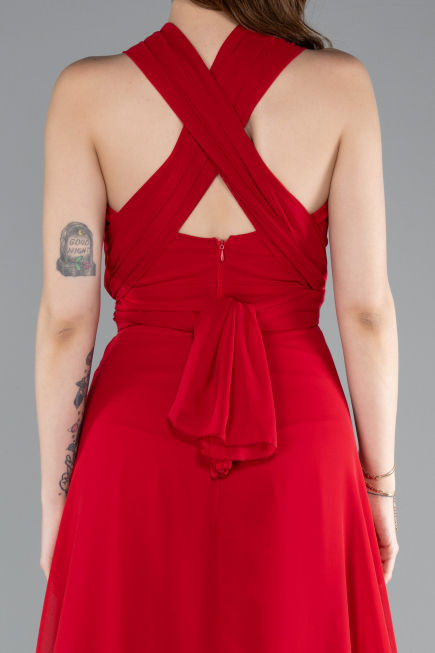 Abschlusskleid Lang Chiffon Rot ABU4965