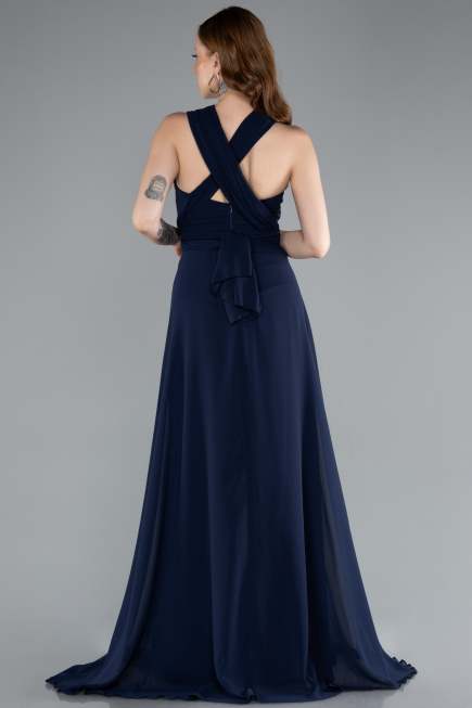 Abschlusskleid Lang Chiffon Marineblau ABU4965