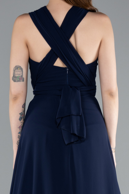 Abschlusskleid Lang Chiffon Marineblau ABU4965