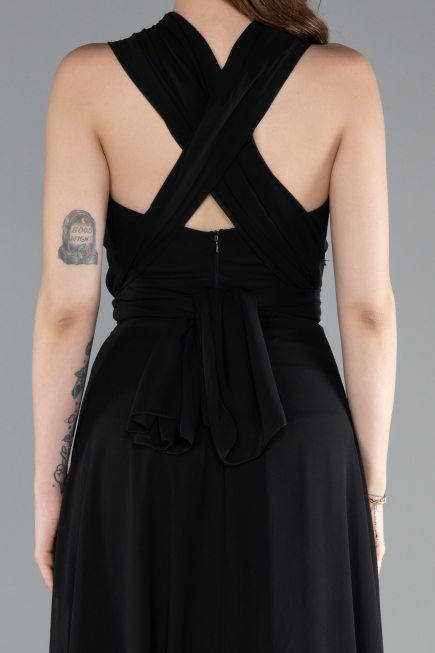 Abschlusskleid Lang Chiffon Schwarz ABU4965
