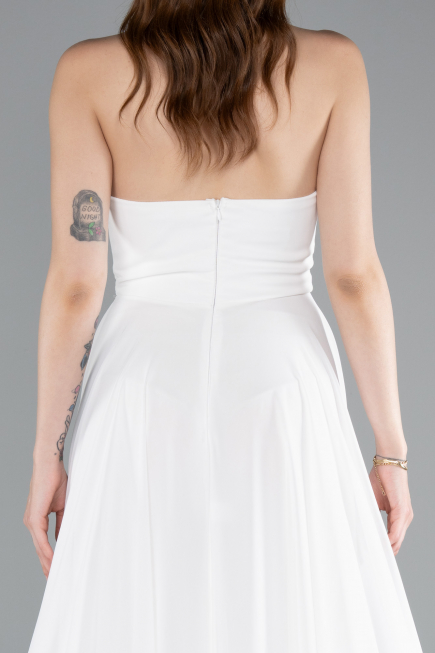 Abschlusskleid Lang Chiffon Weiß ABU4966