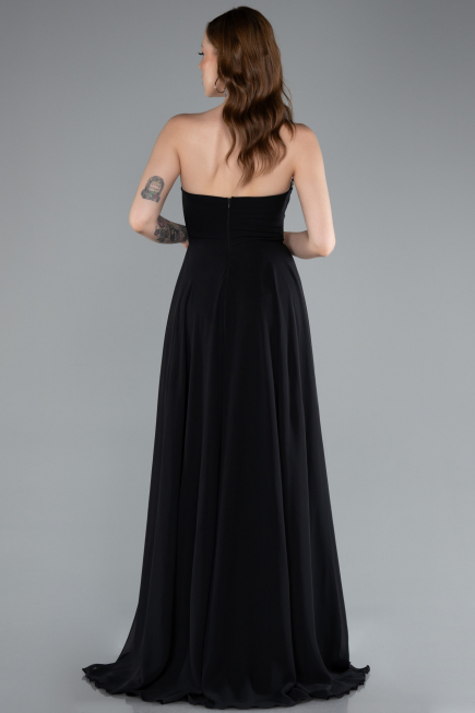Abschlusskleid Lang Chiffon Schwarz ABU4966