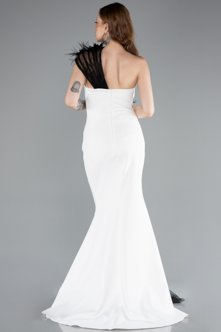 Abendkleid Lang Schwarz-Weiß ABU4969
