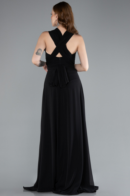 Abschlusskleid Lang Chiffon Schwarz ABU4965