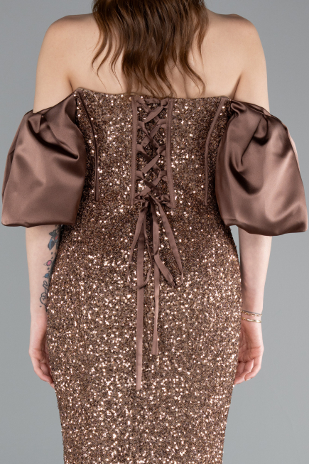 Braun Abendkleid İm Meerjungfrau-Stil Lang ABU4308