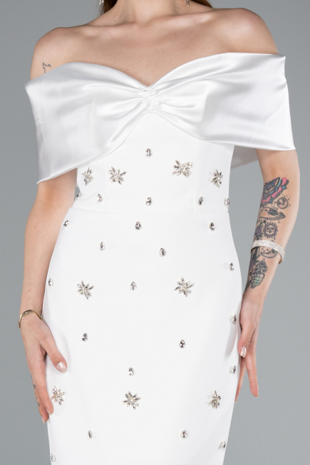 Standesamtkleid Lang Weiß ABU4973