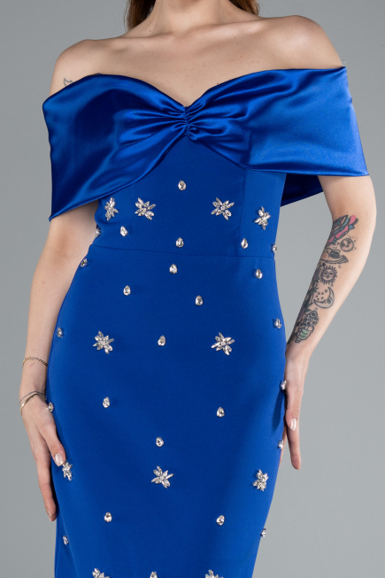 Standesamtkleid Lang Sächsischblau ABU4973