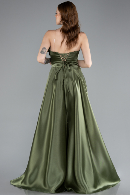 Abendkleid Lang Satin Khaki ABU4975